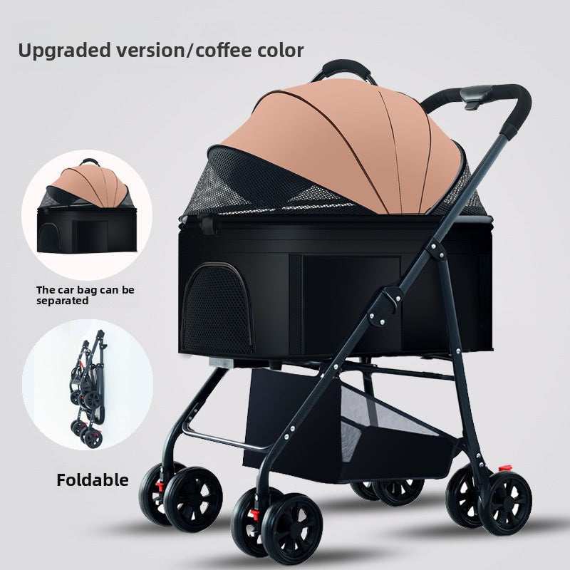 One-Touch Foldable Pet Stroller with Detachable Carrier