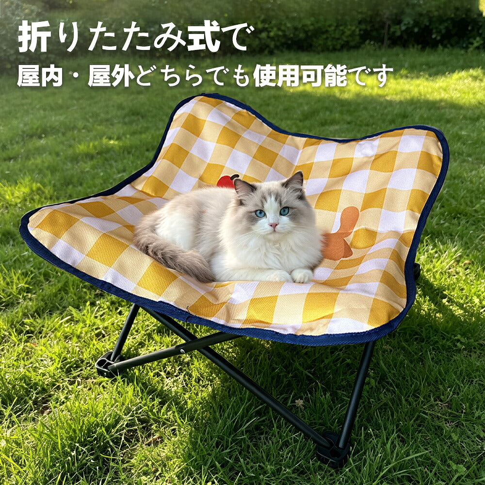 Patterned foldable elevated dearpet dog cot