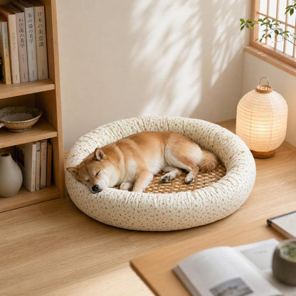 DEERPET Washable Round Bolster Pet Bed - detail view 2