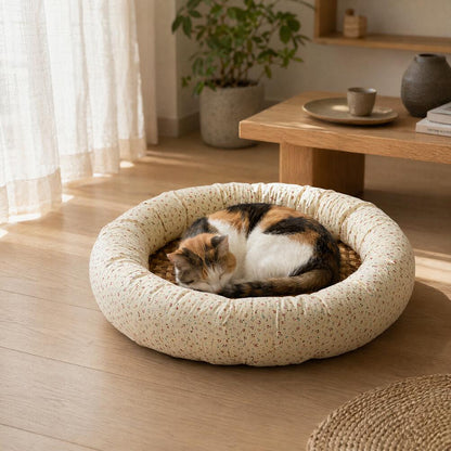 DEERPET Washable Round Bolster Pet Bed - detail view 3