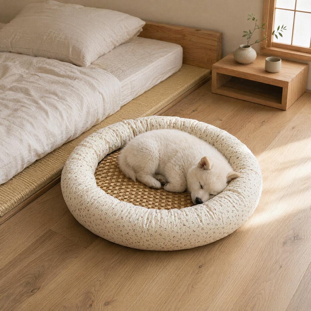 DEERPET Washable Round Bolster Pet Bed - detail view 4