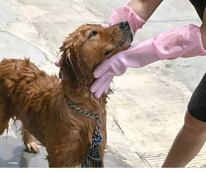 DEERPET Long-Cuff Silicone Pet Bathing Gloves - detail view 4