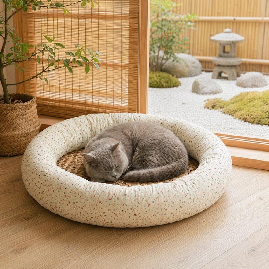 DEERPET Washable Round Bolster Pet Bed - detail view 5