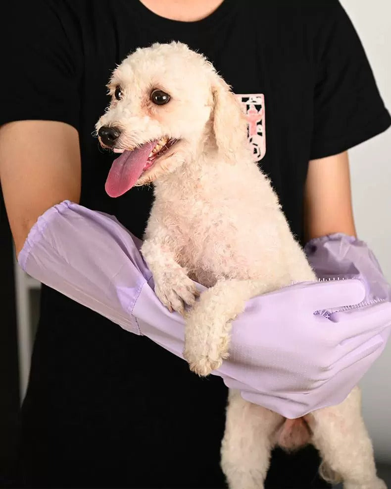 DEERPET Long-Cuff Silicone Pet Bathing Gloves - detail view 5