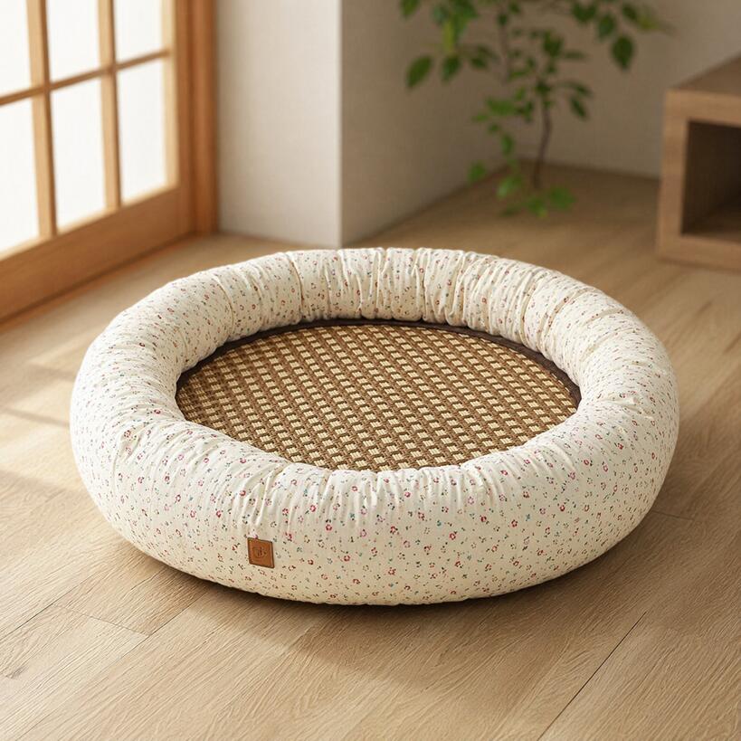 DEERPET Washable Round Bolster Pet Bed - detail view 8