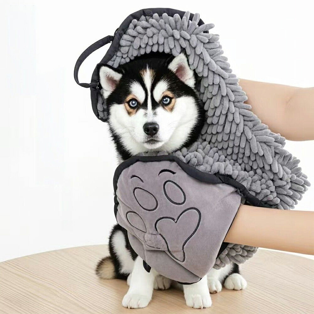 DEERPET Chenille Pet Drying Towel Glove - detail view 10