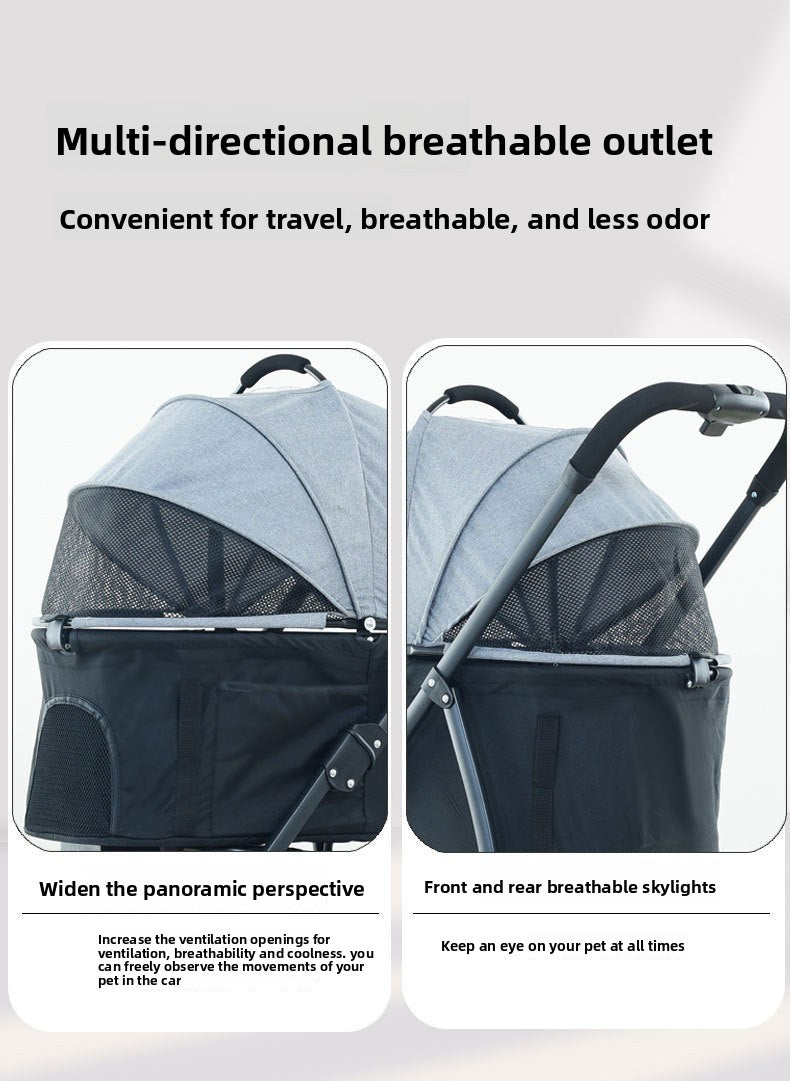 Foldable Pet Stroller with Detachable Carrier