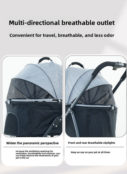 Foldable Pet Stroller with Detachable Carrier
