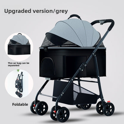 One-Touch Foldable Pet Stroller with Detachable Carrier