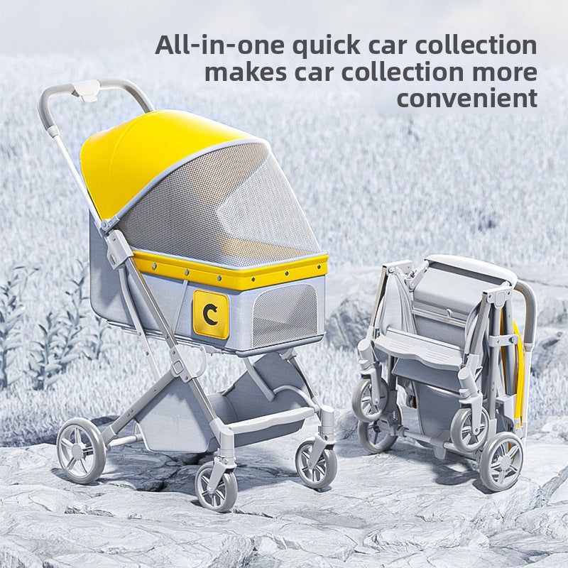 One-Touch Foldable Pet Stroller with Detachable Carrier