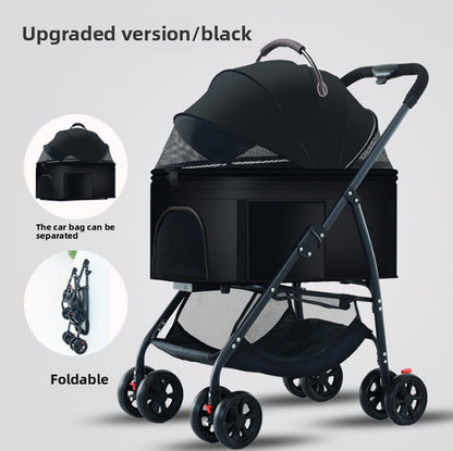One-Touch Foldable Pet Stroller with Detachable Carrier