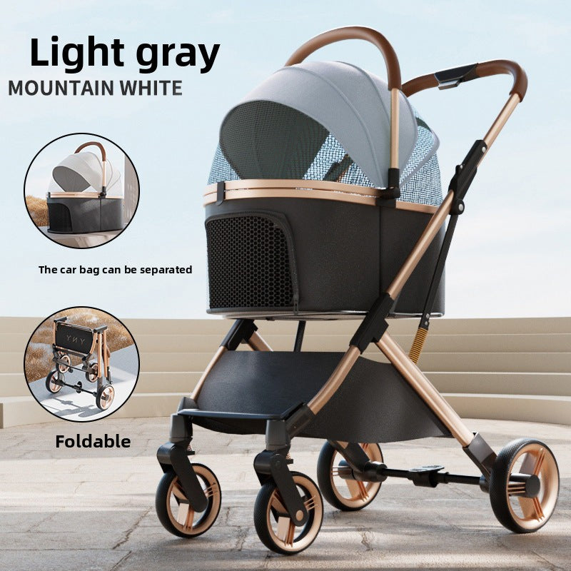 One-Touch Foldable Pet Stroller with Detachable Carrier