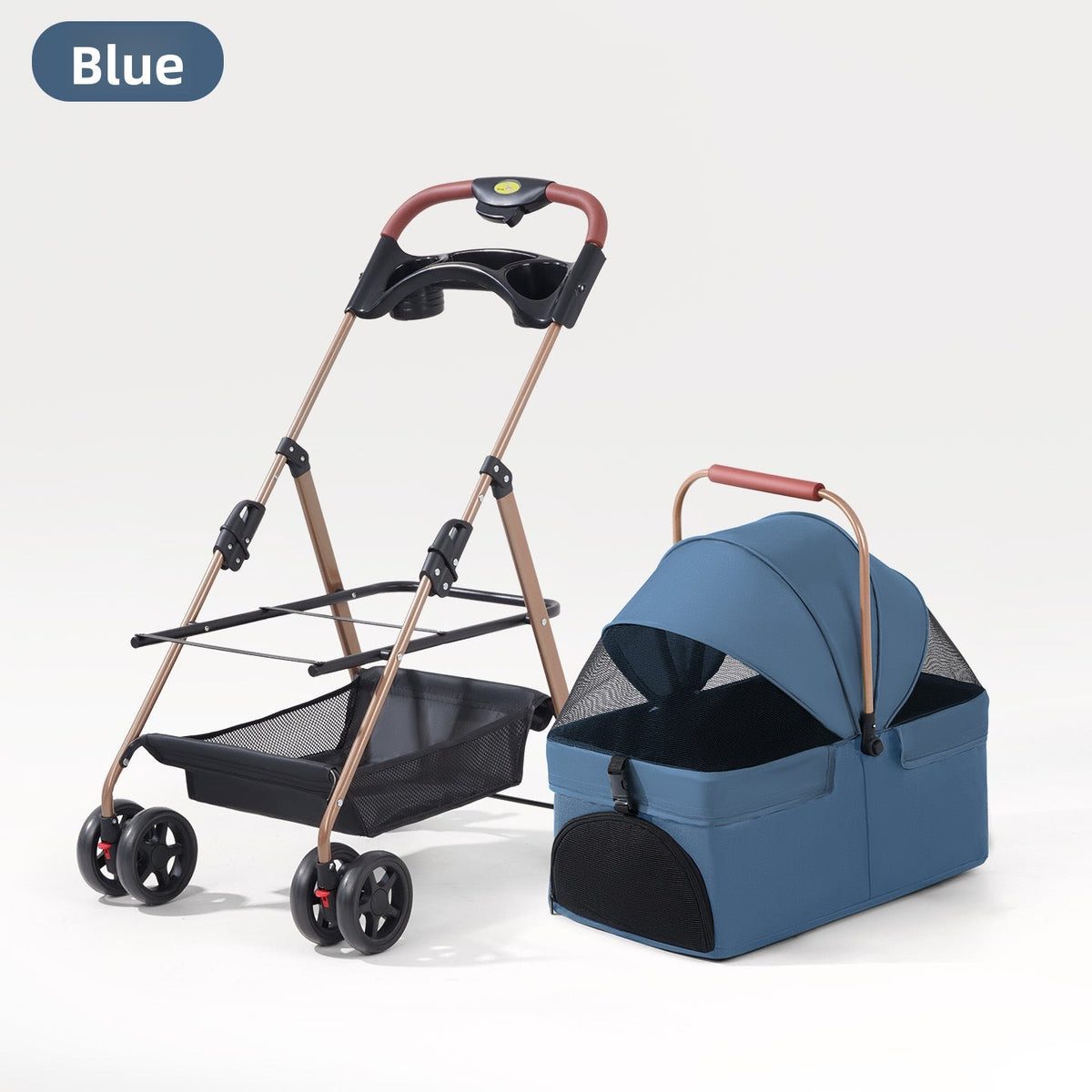 Foldable Pet Stroller with Detachable Carrier