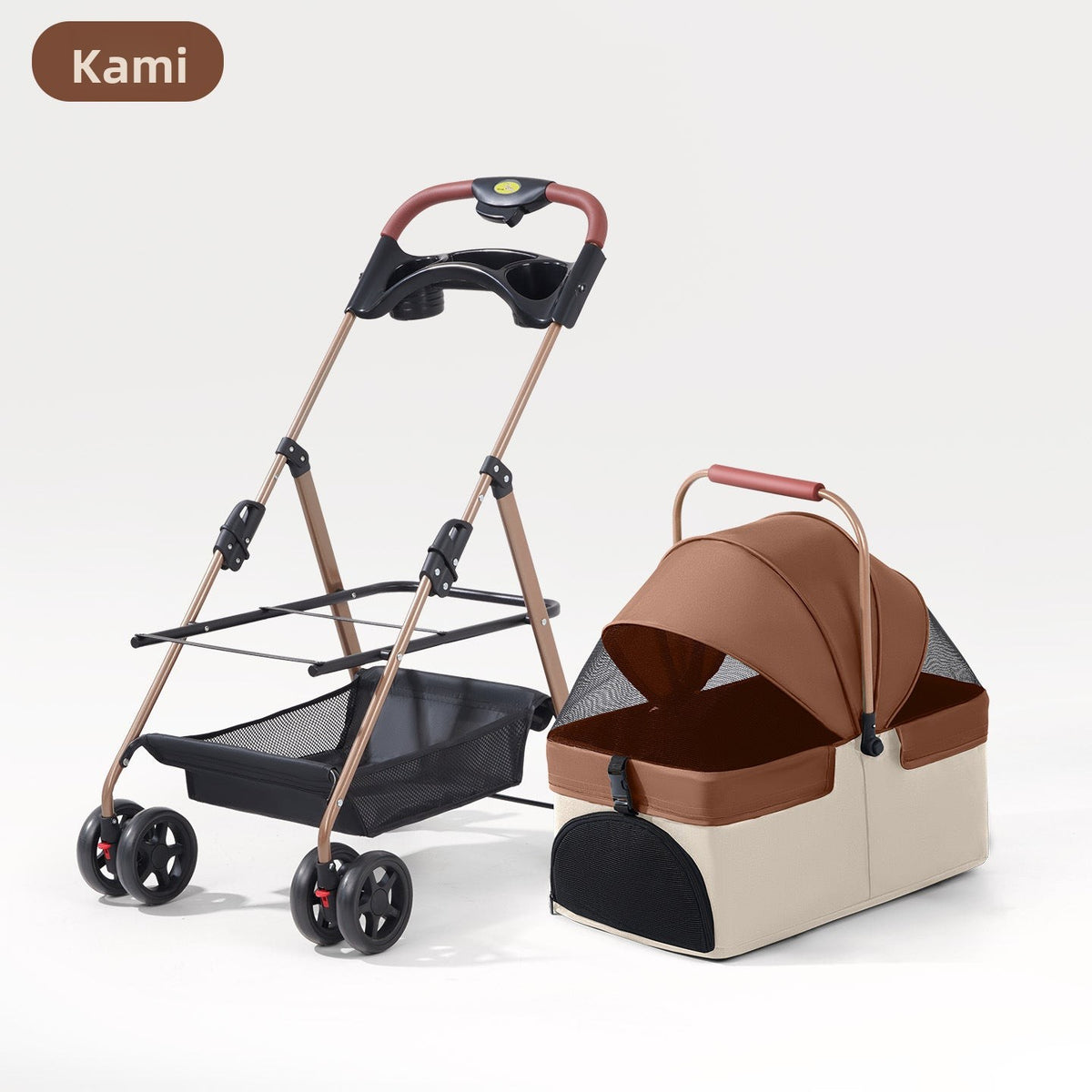Foldable Pet Stroller with Detachable Carrier
